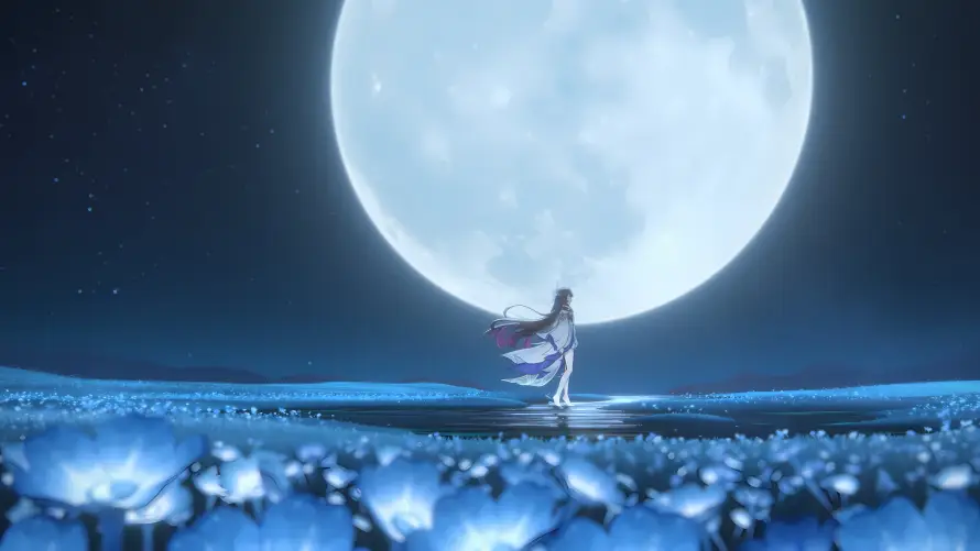 4k原神壁纸 - 夜晚 - 少女 - 星空「哲风壁纸」