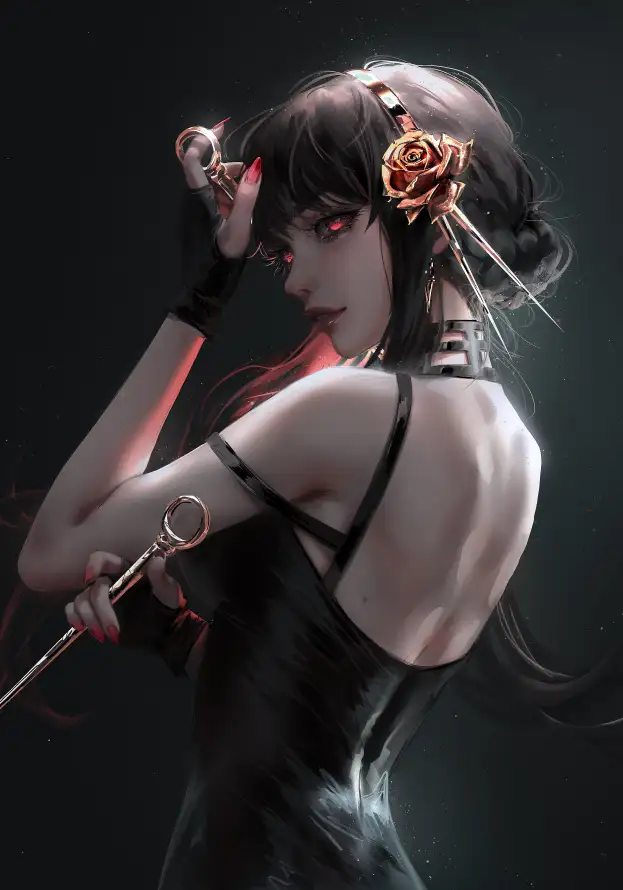 4k武器壁纸 - 约尔 - 红色眼睛 - 红色花朵「哲风壁纸」