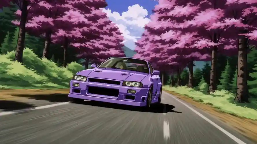 4k动漫壁纸-r34 - 樱花-紫色跑车壁纸分享「哲风壁纸」