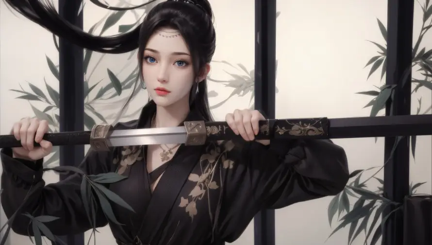 4k云韵壁纸-黑衣壁纸和竹子-免费下载「哲风壁纸」