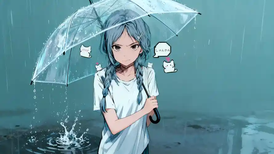 3k水洼壁纸-漫画风与蓝发-白色衣服壁纸分享「哲风壁纸」