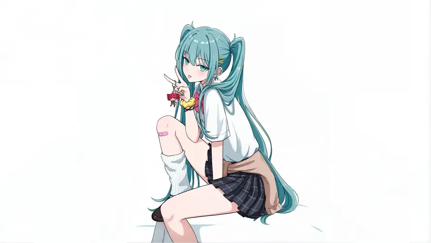 6k校服壁纸-双马尾与初音未来-动漫人物「哲风壁纸」