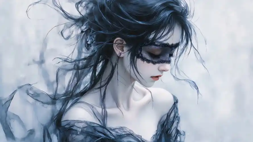 4k红唇壁纸-暗黑风格和薄纱-艺术插画壁纸推荐「哲风壁纸」