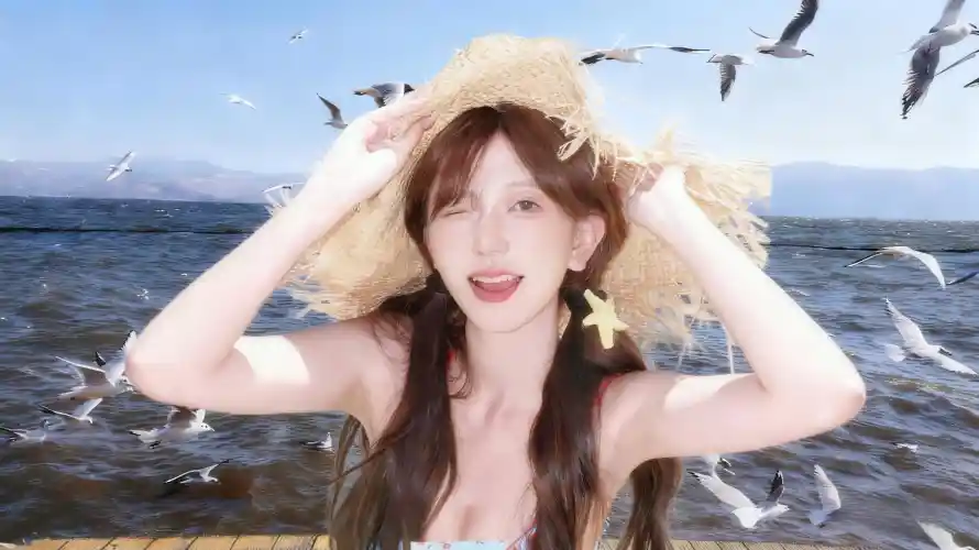 4k大海壁纸 - 女孩 - 明媚 - 海边「哲风壁纸」