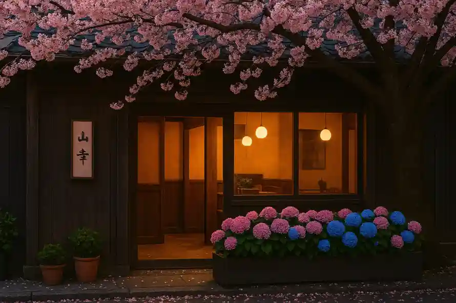 4k暖灯壁纸 - 樱花 - 花丛 - 静谧「哲风壁纸」