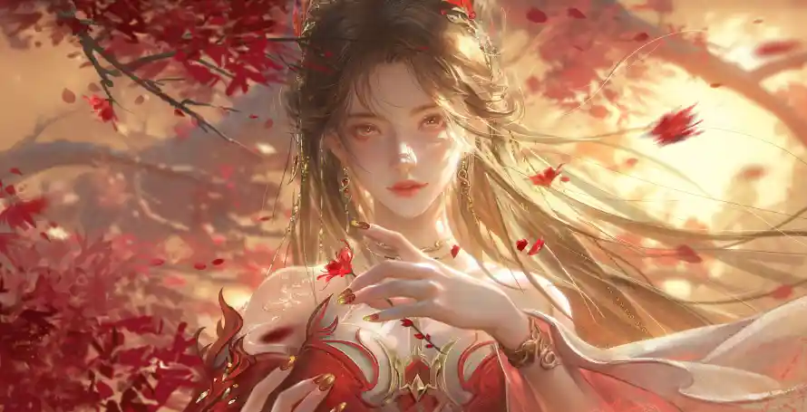 4k红叶壁纸 - 古风女子 - 数字绘画 - 红衣美人「哲风壁纸」 4k红叶壁纸 - 古风女子 - 数字绘画 - 红衣美人「哲风壁纸」