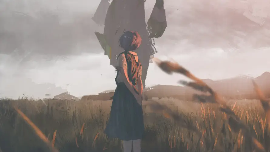 4k校服壁纸 - 草地 - 黄昏 - eva「哲风壁纸」