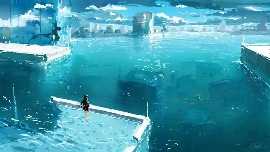 4k动漫壁纸 - 天空 - 孤独 - 少女「哲风壁纸」