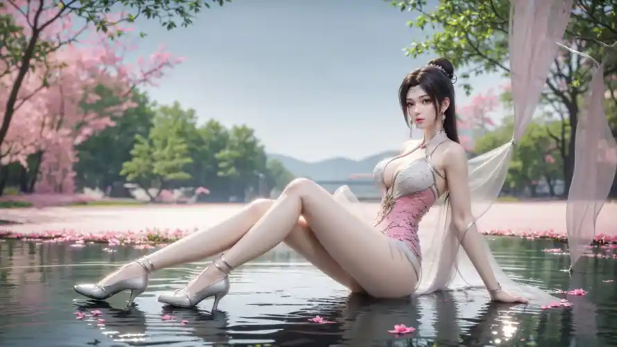 4k云韵壁纸 - 樱花 - 湖水 - 粉色「哲风壁纸」