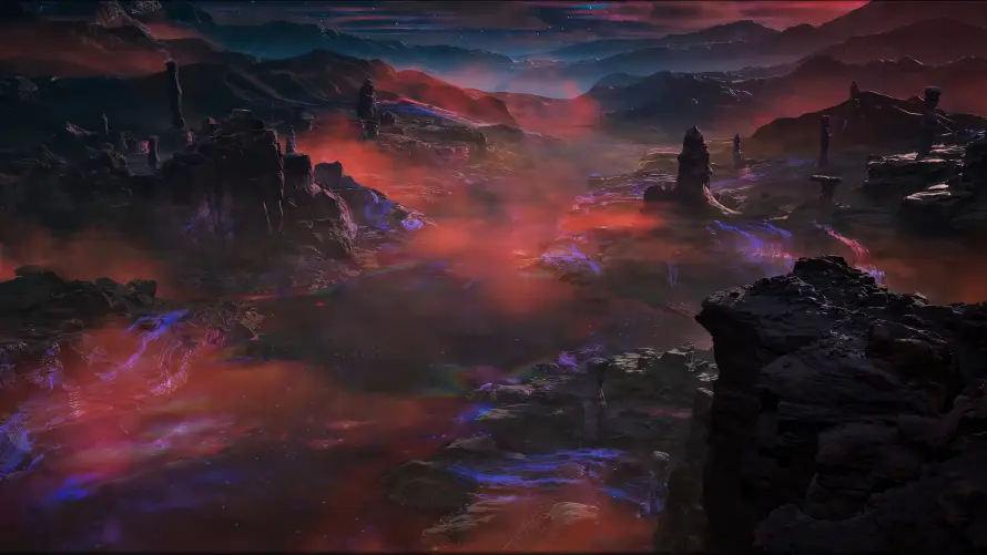 4k山峦壁纸 - 风景 - 玄幻场景 - 红色云雾「哲风壁纸」