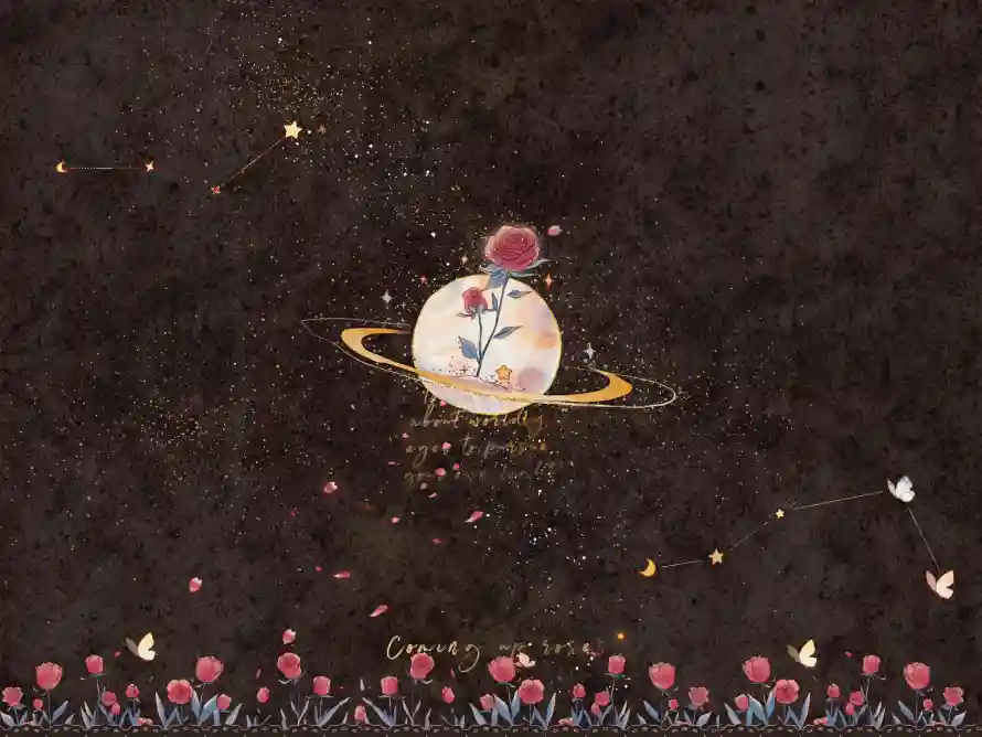 3k星球壁纸-手绘风 - 星空-粉色玫瑰免费下载「哲风壁纸」