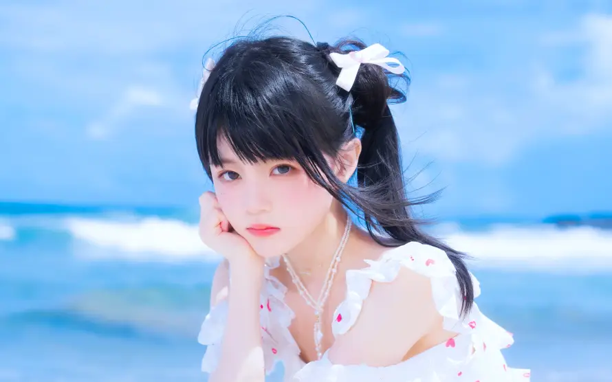 4k写真壁纸 - 夏日 - 海边 - 白衣「哲风壁纸」