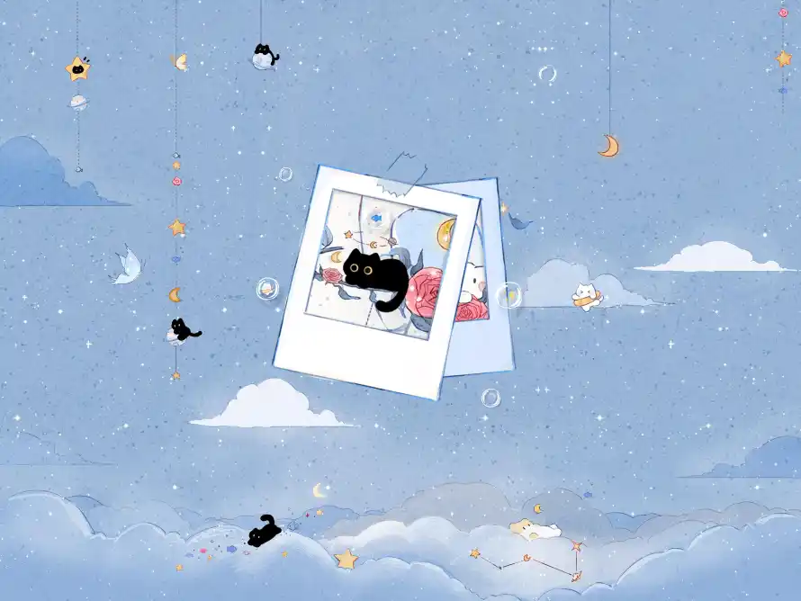 4k云朵壁纸 - 星星 - 铃铛 - 小企鹅「哲风壁纸」