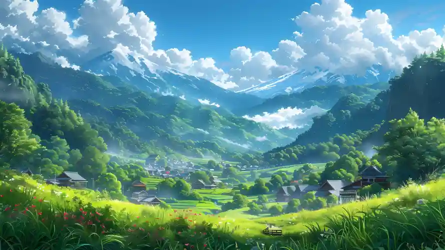 4k小镇壁纸 - 山脉 - 山谷 - 森林「哲风壁纸」