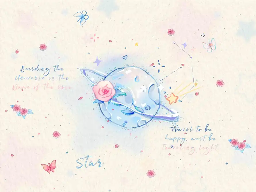 4k星星壁纸 - 蝴蝶 - 手绘风 - 卡通星球「哲风壁纸」