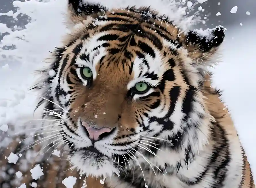 4k冬季壁纸 - 猛兽 - 老虎 - 雪地「哲风壁纸」