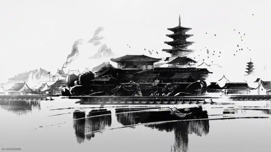 2k倒影壁纸-古风建筑壁纸和飞鸟-壁纸分享「哲风壁纸」