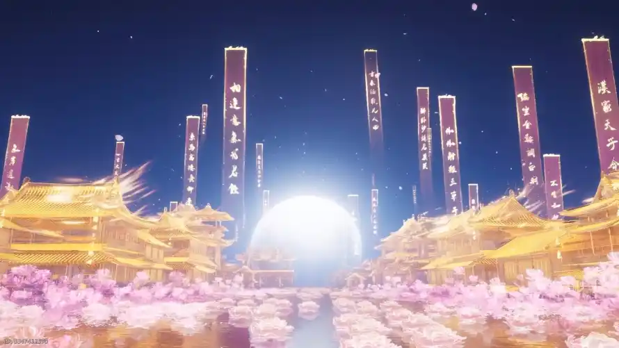 2k圆月壁纸-古风场景 - 星空-粉色花海壁纸分享「哲风壁纸」