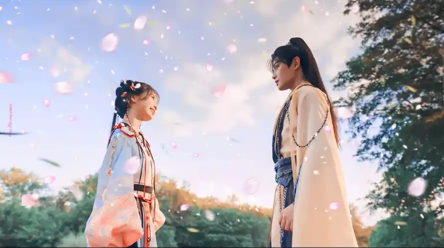 4k古装壁纸 - 古风 - 花瓣 - 人物互动「哲风壁纸」