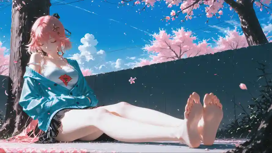 4k女孩壁纸 - 樱花 - 粉发 - 美女「哲风壁纸」