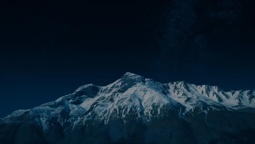 4k夜晚壁纸 - 夜空 - 山脉 - 雪山「哲风壁纸」