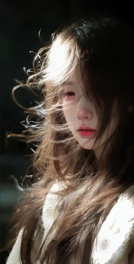 4k光影壁纸 - 白衣 - 红唇 - 美女「哲风壁纸」