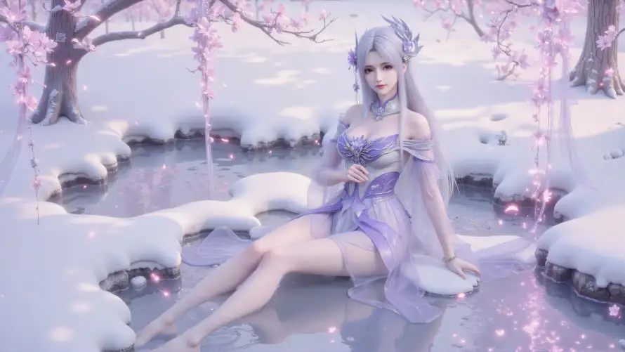 4k樱花壁纸 - 水边 - 雪景 - 小医仙「哲风壁纸」