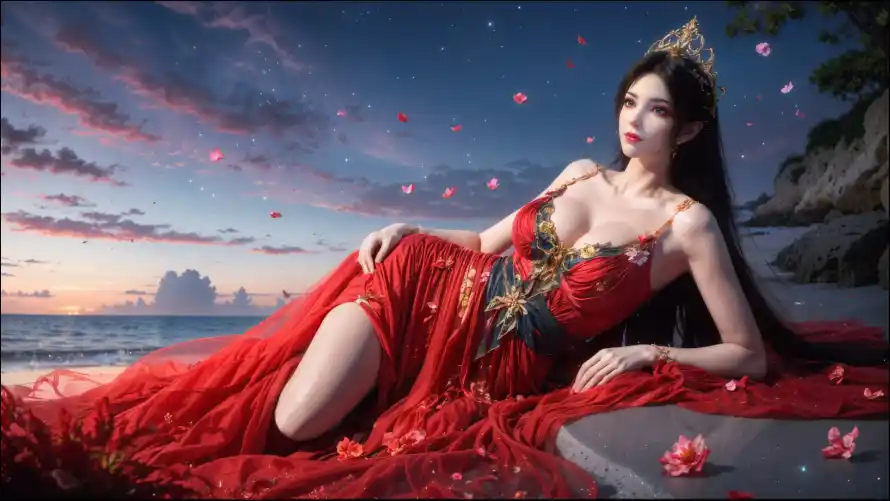 2k海景壁纸-美杜莎 - 红衣-斗破苍穹热门的壁纸「哲风壁纸」