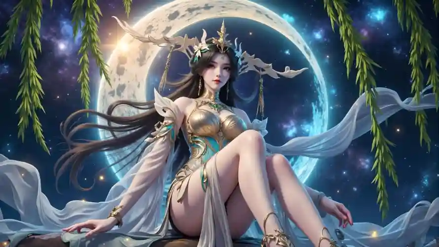 4k古风壁纸 - 星空 - 月牙 - 柳枝「哲风壁纸」 4k古风壁纸 - 星空 - 月牙 - 柳枝「哲风壁纸」