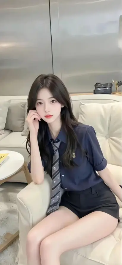4k沙发壁纸 - 短裤 - 美女 - 衬衫「哲风壁纸」