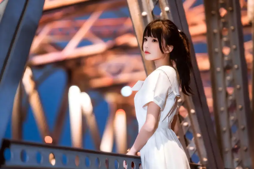 4k夜景壁纸 - 桥梁 - 美女 - 街拍「哲风壁纸」