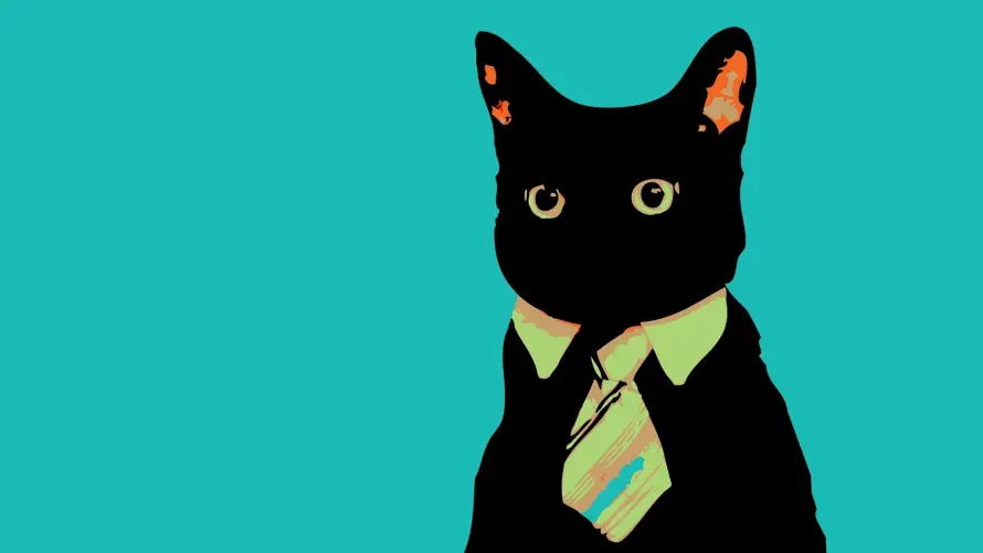 2k绿色壁纸-卡通猫和领带-壁纸推荐「哲风壁纸」