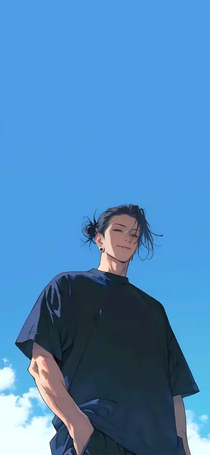 4k插兜壁纸 - 蓝天 - 夏油杰 - 动漫角色「哲风壁纸」