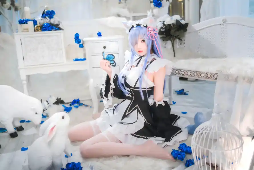 4k兔子壁纸 - 白丝 - cos - 女仆装「哲风壁纸」