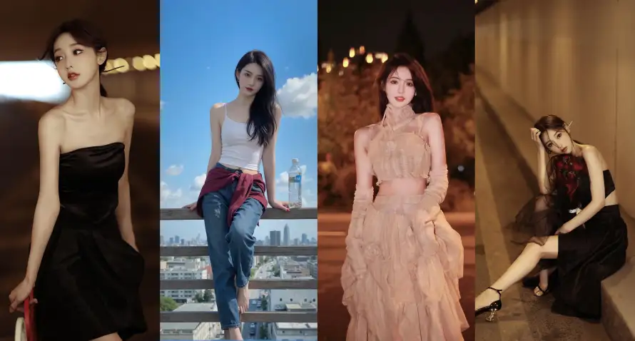 4k红衣壁纸 - 纱裙 - 美女 - 牛仔裤「哲风壁纸」