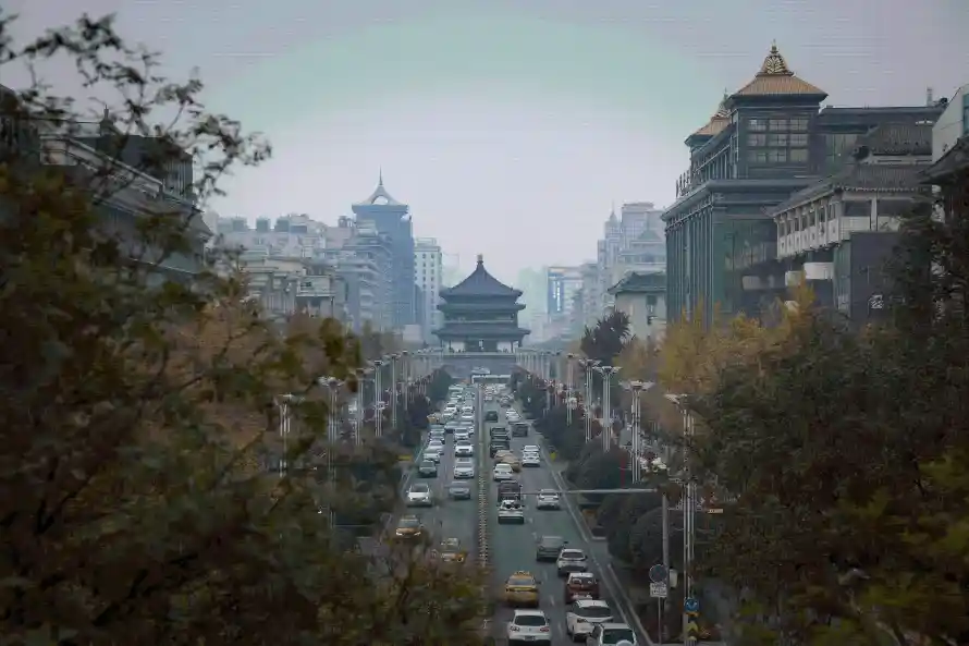 4k建筑壁纸 - 街道 - 西安 - 车流「哲风壁纸」