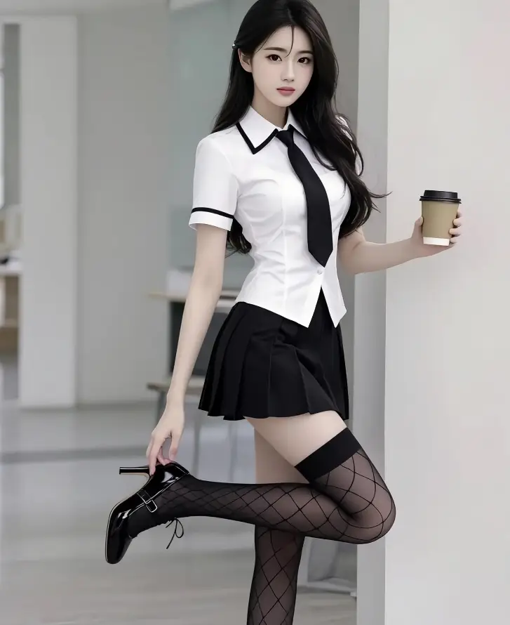 4k人物壁纸 - 优雅 - 制服 - 咖啡「哲风壁纸」