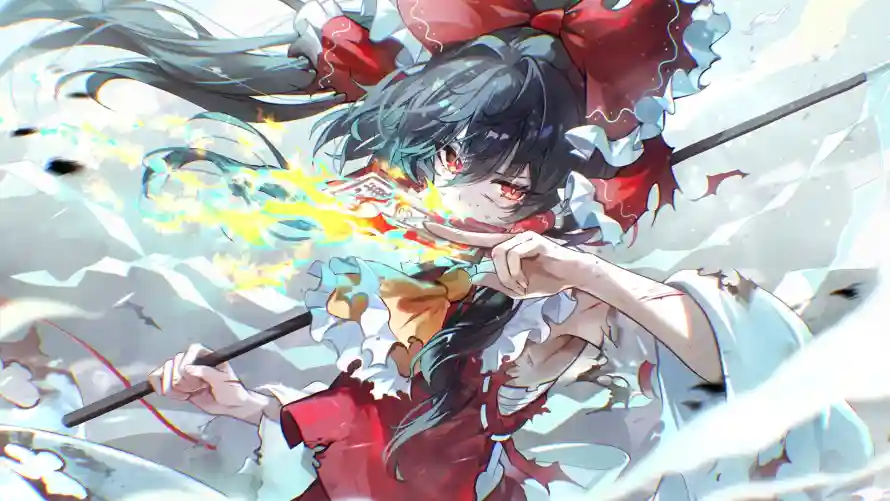 4k动漫壁纸 - 和风 - 巫女 - 弹幕「哲风壁纸」