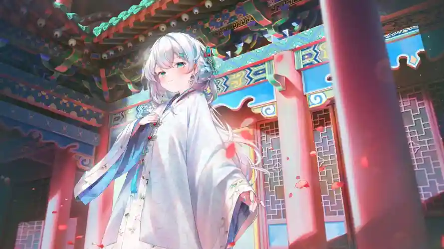 4k动漫壁纸 - 汉服 - 红温 - 飞檐「哲风壁纸」