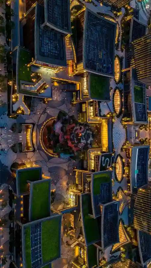 4k俯瞰壁纸 - 城市 - 夜晚 - 夜景「哲风壁纸」