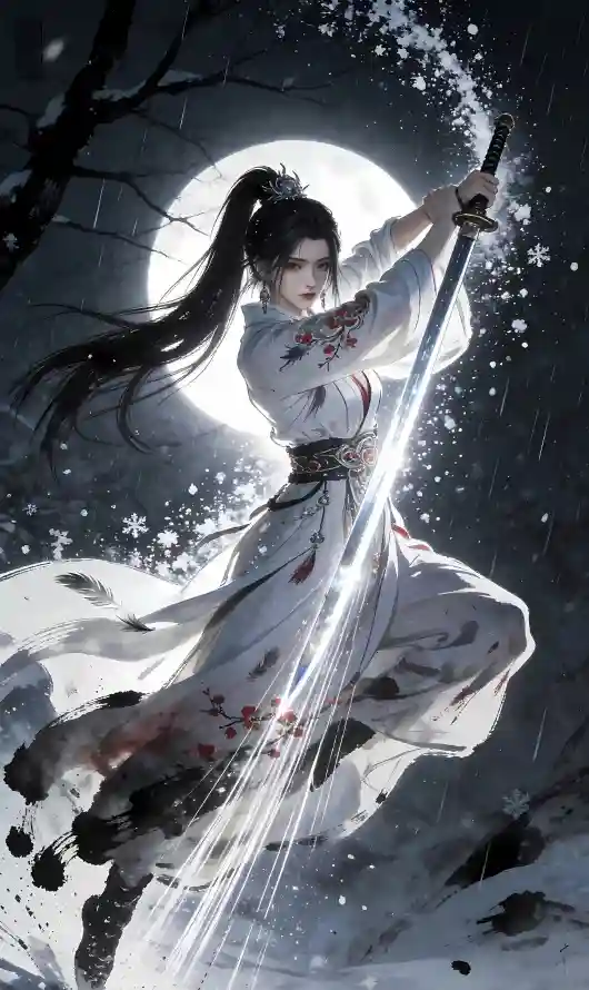 4k人物壁纸 - 战斗 - 持剑 - 月亮「哲风壁纸」