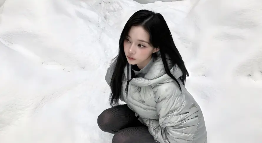 4k冬季壁纸 - 户外 - 蹲姿 - 雪地「哲风壁纸」