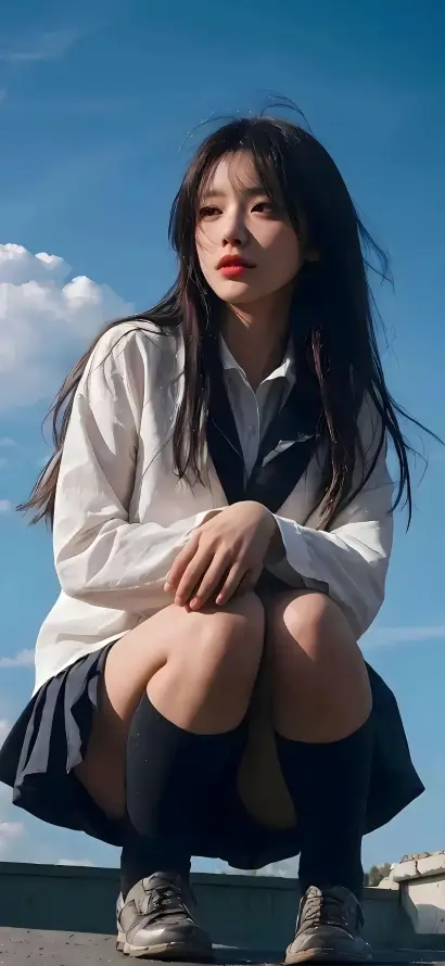 4k户外壁纸 - 校园 - 白云 - 美女「哲风壁纸」