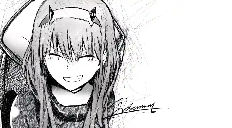 2k02壁纸-动漫角色和少女-黑白插画壁纸推荐「哲风壁纸」