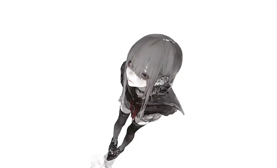 4k简约壁纸 - 长袜 - 俯视视角 - 动漫少女「哲风壁纸」