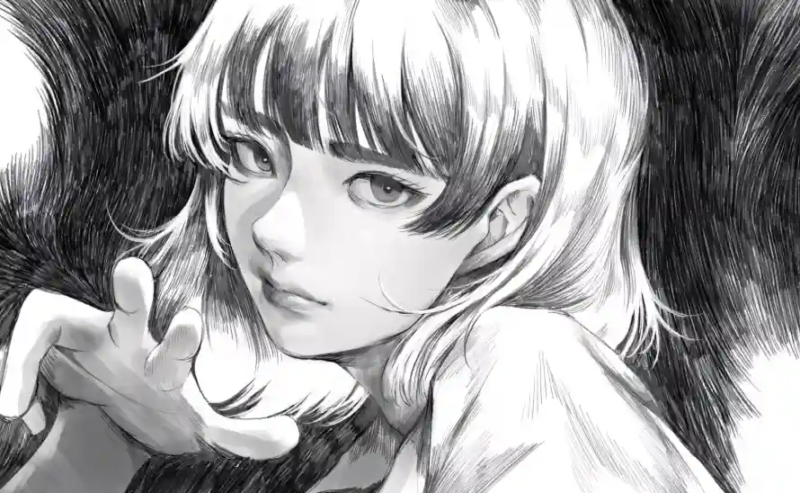4k少女壁纸 - 手绘 - 短发 - 素描「哲风壁纸」