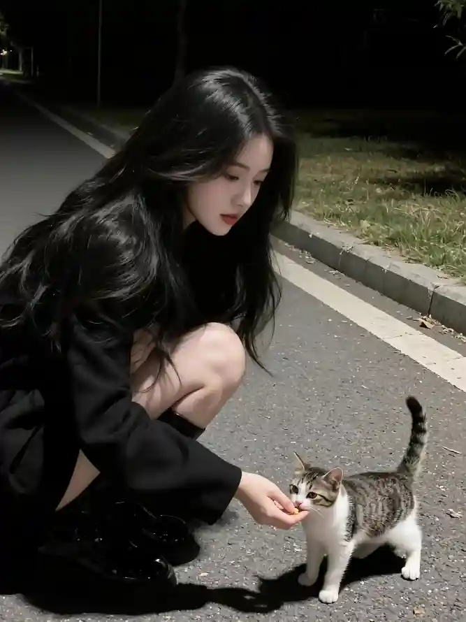 4k喂猫壁纸 - 壁纸 - 夜晚 - 小猫「哲风壁纸」