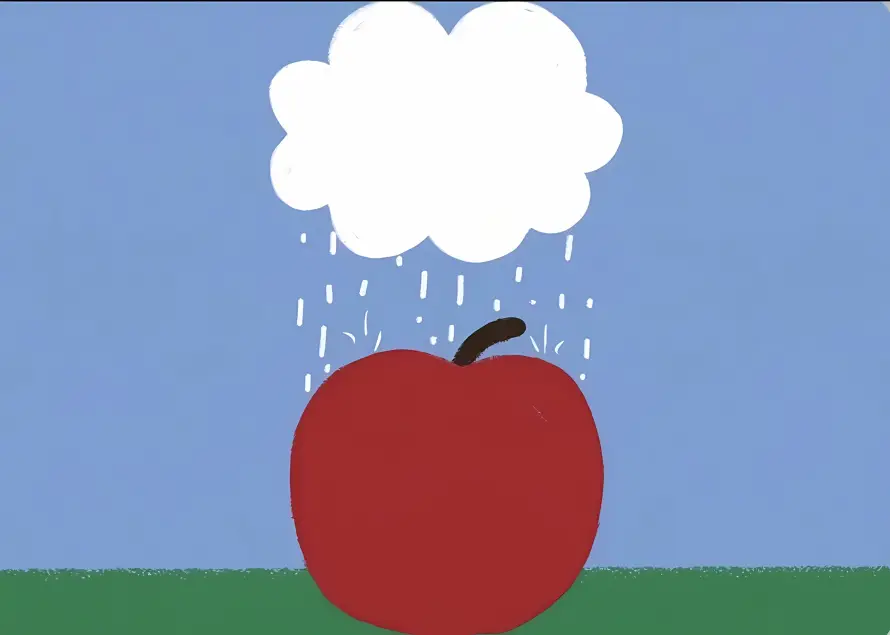 2k下雨壁纸-卡通苹果与云朵-卡通风景热门的壁纸「哲风壁纸」