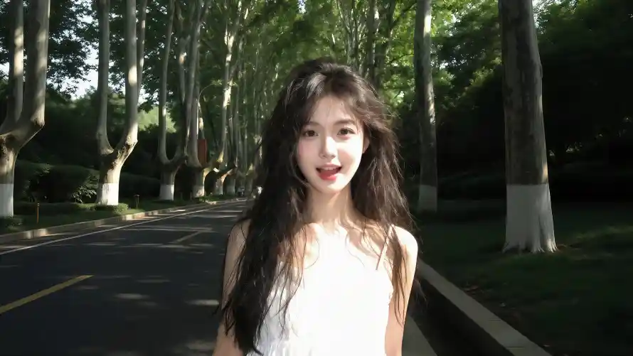 4k林荫道壁纸-夏日校园与户外写真-校园美女「哲风壁纸」