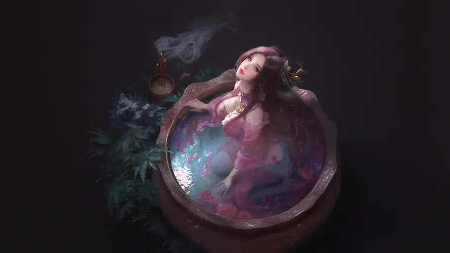 3k10壁纸-古风美女和9-粉色衣裙免费下载「哲风壁纸」